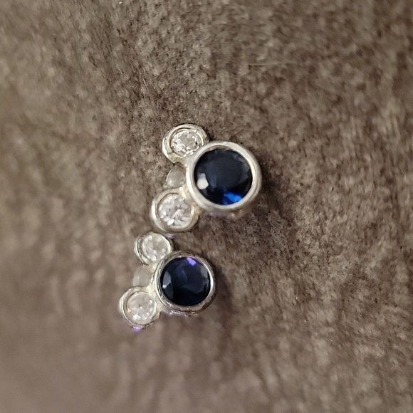 DISNEY Sterling 925 Blue Swarovski Crystal Mickey Mouse Earrings - Picture 5 of 5